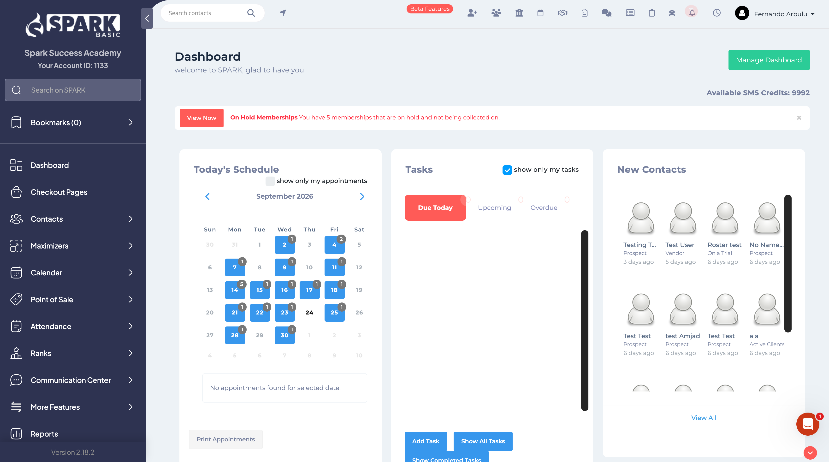 Legacy SparkMembership dashboard